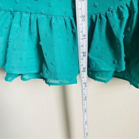 NWT YUMI KIM Daphne Faux Wrap Dress - Jewel Emerald Swiss Dot Small - Picture 11 of 12